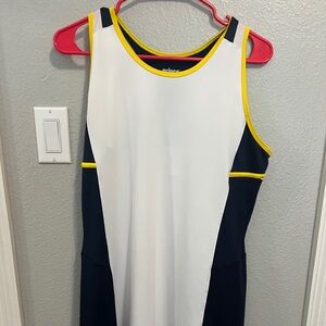 Prince White and Navy Tank Dress with Yellow Trim